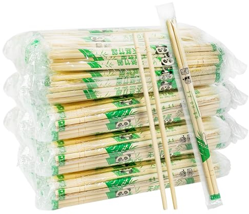 UEJYWUY 400 Pairs 8 Inch Disposable Chopsticks, Separated Sleeved Individually Wrapped Disposable Bamboo Chopsticks, Bamboo Wooden for Noodles, Sushi, Asian Food