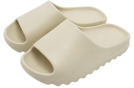 FlYHIGH Cloud-Slides Damen und Herren Badelatschen - Super weiche Hausschuhe, rutschfest & schnell trocknend (Beige 36, 37)