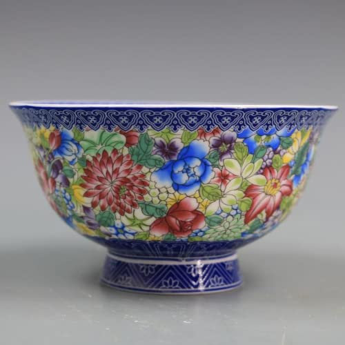 WEKIVA Keramikschüssel, Suppenschüssel, Reisschüssel aus Porzellan im antiken Palaststil, Breischüssel, Suppenschüssel, 11,7 cm, Porzellan, Blumenmuster, Schüssel, Haushalt, Heimdekoration