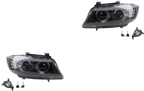 Johns, Scheinwerfer Satz Xenon Front passend für BMW 3er E90 E91 09/2008-12/11 D1S H8 Links & Rechts + Nebelscheinwerfer + Leuchtmittel