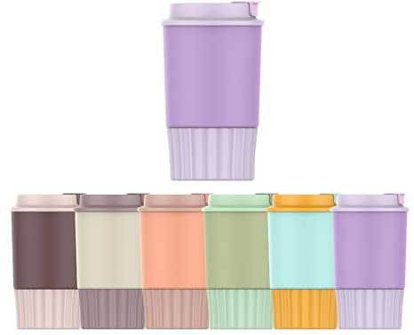 Mi Ko Mi Ka Taza Termo Café y Te para Llevar 360ml - Taza Térmica de Acero Inoxidable con Tapa… (Morado)