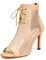 YCALCP Stivali da Ballo Latino Americano Donna con Punta Aperta Lacci Scarpe da Ballo Stivaletti Salsa e Bachata Donna,DS-970-PU-Beige-9-S,EU 37.5
