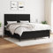 Willood Boxspringbett mit Matratze Schwarz 160x200 cm Stoff Block mit Quadraten Hohes Kopfteil