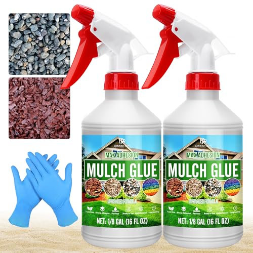 Kieskleber - 1L Konzentrieren Mulchkleber, Gebrauchsfertig Kiesbinder zum Verkleben von Kies, Rinde, Steinen - Harzkieskleber Mulch Glue Binder mit Applikator für Gartenwegen, Rabatten, Landschaftsbau