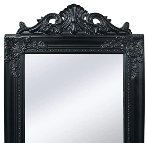 243694 Miroir sur pied style baroque Noir 160 x 40 cm