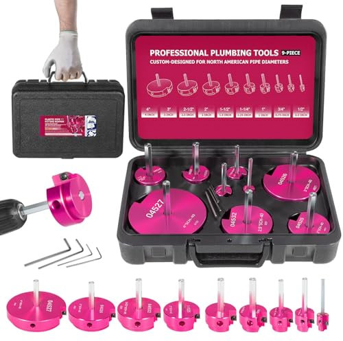 Premium 9-Piece PVC Pipe Reamer Kit, Includes Sizes 1/2, 3/4, 1, 1-1/4, 1-1/2, 2, 2-1/2, 3, 4, For Standard 1/2 Drills, Ideal for PVC, CPVC, ABS Pipes, Perfect for Plumbing Repairs