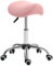 HOMCOM Cosmetic Stool 360° Rotate Height Adjustable Salon Massage Spa Chair Hydraulic Rolling Faux Leather Saddle Stool Mobility, Pink