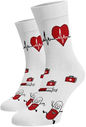 BENAMI | Lustige Socken mit Krankenhaus-Muster | Baumwoll-Hochsocken für Damen und Herren