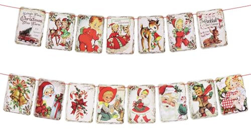 Christmas Vintage Banner Merry Christmas Banner Bunting Decorations for Holiday Home Office Home Wall Door Window Fireplace Xmas Party Supplies A8FGFXHF