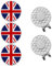 FINGER TEN Golf Ball Marker Hat Clips Magnetisch Set of 3/4/5/6 Stück Geschenk Mütze Clips mit Ballmarker oder nur Cap Clip Anzug Für Herren Damen Kinder (2 Hat Clips + 3 Britische Flagge)