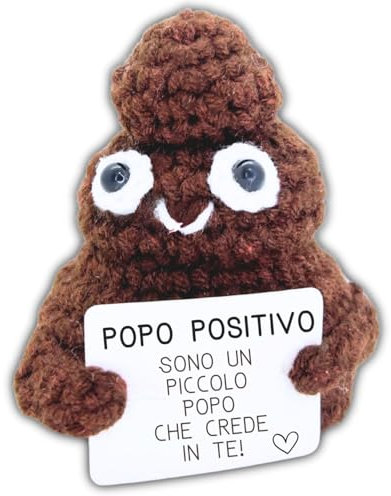 Popo Positivo© | Regalo Simpatico e Divertente | Idea Buffa | Festa & Compleanno | Uomo Donna Bambino Ragazzo | Uncinetto Cacca Bagno| Peluche Motivazionale | Amico Collega Ufficio | Giocattolo Comico