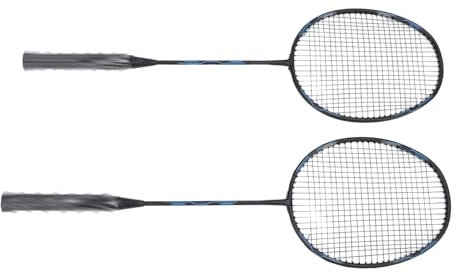 SUNGOOYUE Leichtes, Robustes Badmintonschläger-Set aus Carbon-Aluminium mit Ball für das Training von Männern und Frauen (Schwarz Blau)