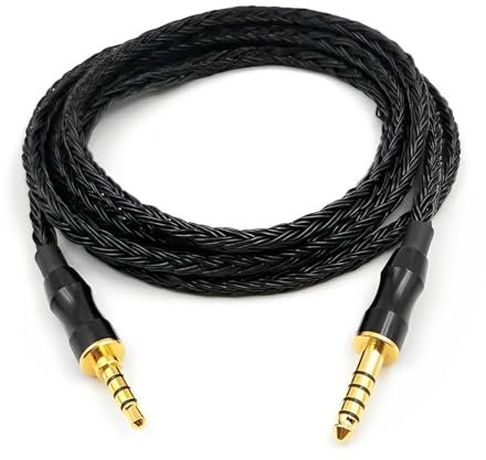 Earmax Cavo bilanciamento HiFi placcato oro 6N OCC, compatibile con Beats HIFIMAN DEVA pro HE-R9, spina bilanciata da 4,4 mm, spina bilanciata TRRS da 3,5 mm (150 cm)