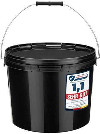 Garronda 10L mit Metallhenkel 50 Stück Eimer mit Deckel Schwarz GD-0104 | Mit Bügelgriff, strapazierfähig, leicht zu reinigen und lichtundurchlässig, schützt vor Austrocknung und Insektenzugang