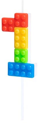 Partypal Zahlenkerze * BAUSTEINE + Blocks * in den Zahlen 0-9 als Deko für Kindergeburtstag | ca. 12x4cm, mit Steckfuß | Tortendeko Kinder Geburtstag Geburtstagskerze Kuchen Kerzen, Stil: Zahl 1