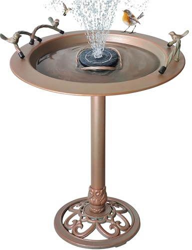 BSTGIFTS Vogeltränke aus Metall – Gusseisen-Vogeltränke 72,4 cm hoch, Vogeltränke für Wasserbrunnen, Vogelfutterschale für Hof, Terrasse, Rasen-Dekor (Brunnenpumpe nicht im Lieferumfang enthalten)