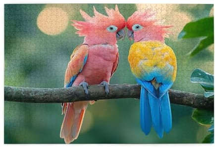 Puzzle 3000 Teile Papagei, Landschaft Holz XXL Puzzle Erwachsene mit Schachtel und Poster, Schwierige, Herausfordernde und Interessant Spiele für Anfänger, Männer/Frauen Wohndekoration Geschenke 1T-45