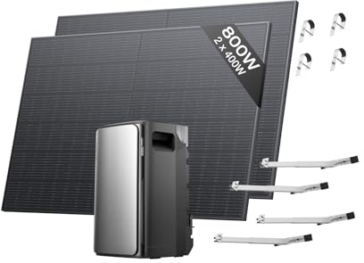 ECOFLOW Kit solaire de STREAM Pro, batterie 1,92 kWh, panneaux solaires rigides 400W*2 avec 2 support garde-corps, 3 entrées solaires MPPT 2300 W, 2 ports CA 2300W, batterie tout-en-un avec onduleur