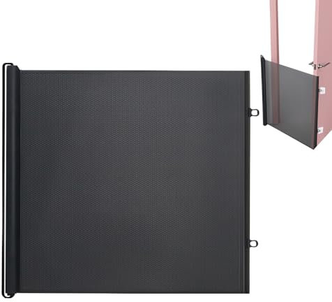 zjhukfmc 110/130 cm puerta de seguridad de tela para niños, puerta retráctil para bebés, malla de alta densidad, durabilidad, puertas interiores extensibles, diseño antiescalada sin perforación, para