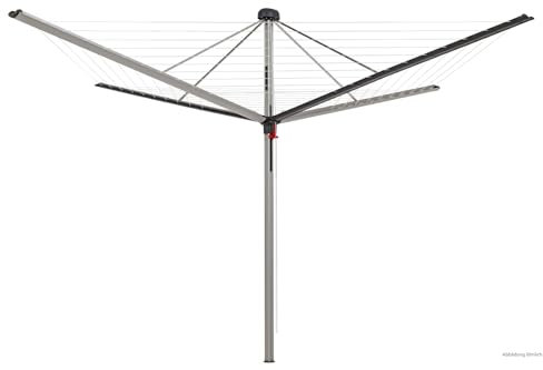 Berlinlodge Wäschespinnen Vento | 4 Tragarmen | 9 Leinenreihen | Aluminium | Anthrazit | Hx⌀ 205x315cm | Geschlossene Rundform mit Abdeckkappe und Leineneinzug