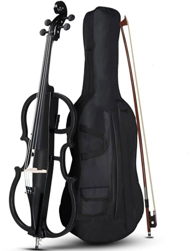 Elektrisches Cello-Kit mit leichter Tasche, Stereo-Kopfhörer, Premium-Bogen, Brücke und Kolophonium für Erwachsene und Anfänger