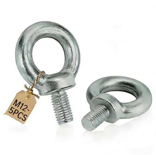 Lot de 5 vis à œil M12 en acier au carbone M12 avec filetage msymsyu pour dispositifs de levage et fixation techniques