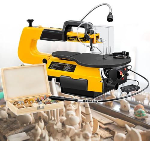 Scroll Saw Varible Speed, 16-Inch Home Multiple Variable Speed Scroll Saw, with Flexi Shaft/Foot Pedal,for Handcrafters