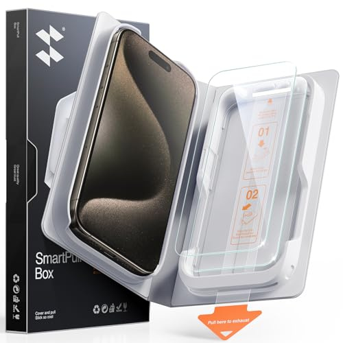 SMARTDEVIL 2 Pack CrystaShield Klarheit für iPhone 15 Pro Max Panzerglas | HD-Klarheit, 9H Panzerglas, Blasenfreie Installation, Bruchsicher, Face ID & Hüllenkompatibel, mit SmartPull Box