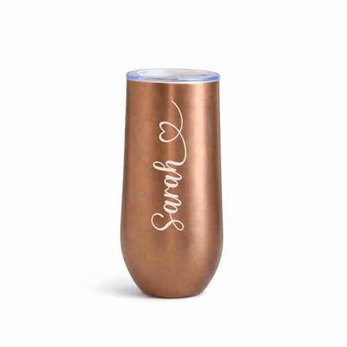 Edelstahl Sektbecher personalisiert mit Gravur – JGA Becher Team Braut - Einzeln, im 2er 5er oder 10er Set – Doppelwandig isoliert & bruchsicher –Junggesellinnenabschied & Hochzeit (1, Roségold)