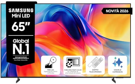 Samsung Smart TV 65 UE65M72HAUXZT Mini LED 4K, HDR 10+, Motion Xcelerator 50Hz, Dynamic Sound Pack, Gaming Hub, Pure Spectrum Color, Knox Security, Voice Control with AI(VAC), Vision AI, 2026