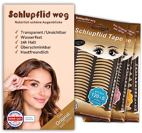 SCHLUPFLID TAPE Probierpack S,M,L - Augenlidliftig ohne OP! Schlupflid Streifen für schöne offene Augen, Schlupflider Stripes, Augenlidklebeband, wasserfest, hält 24h