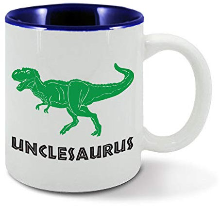 davesdisco Unclesaurus T-Rex dinosaur, uncle tyrannosaurus, funny, green graphic, ceramic mug, cup