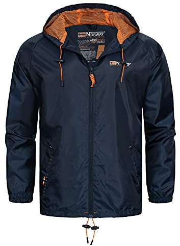Geographical Norway Boat Men - Veste Coupe Vent Homme Outdoor - Blouson Deperlant Manches Longues Hommes - Manteau Pluie Cadeau Ideal Randonnee Saison Printemps Ete Automne Hiver (Marine M-Taille 2)