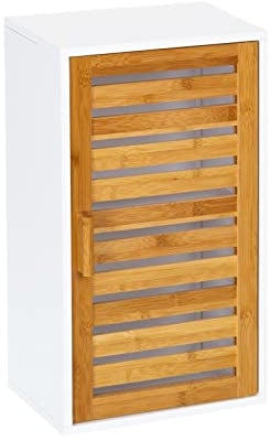 LOLAhome Armario de baño de Pared Blanco nórdico de bambú de 53x30x18 cm
