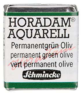 Schmincke – HORADAM® AQUARELL - feinste Künstler-Aquarellfarben, 534 Permanentgrün Oliv, 14 534 044, 1/2 Näpfchen