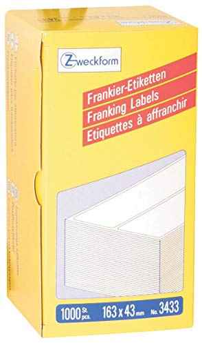 AVERY Zweckform 3433 Frankier-Etiketten (Papier matt, 1.000 Etiketten, 163 x 43 mm) 1 Pack weiß