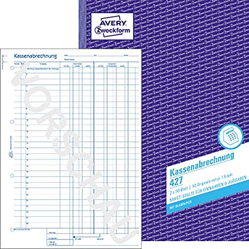 Avery Zweckform 427 Kassabücher Kassenbuch A4/2x50 Blatt