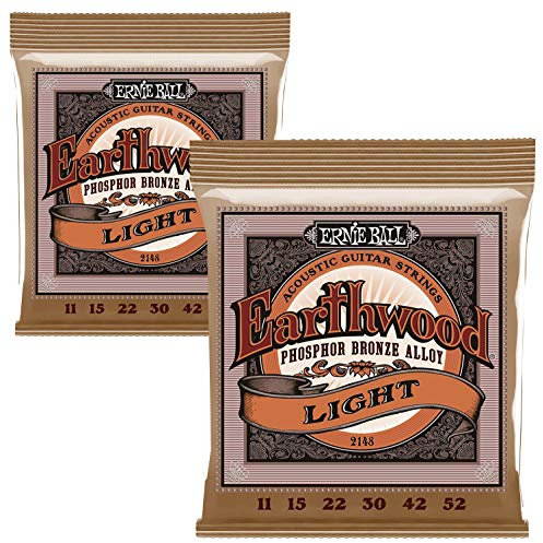 Ernie Ball Cuerdas de guitarra acústica súper slinky 11-52 (2 paquetes)