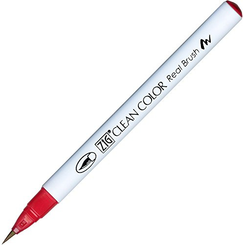 Kuretake Zig Clean Colour Geranium Real Brush Water Based Dye Pen - Brush Tip