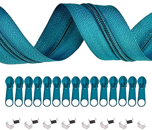 5m Endlos-Reißverschluss 3mm mit 10 Zippern und 15 Endstücke freie Farbwahl, Farbe:S207 aquamarin