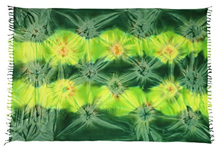 Ciffre Sarong Pareo Wickelrock Dhoti Loop Tuch Strandtuch Handtuch Schal Batik Grün + Schnalle