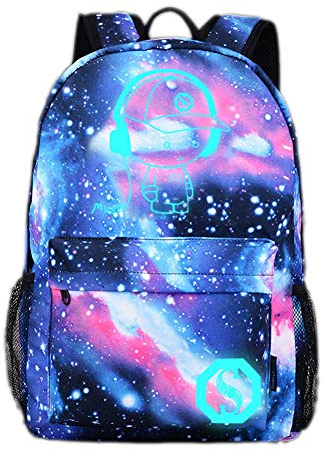 MYMM Leuchtende Nacht Rucksack, Noctilucence bunter Segeltuch Laptop Beutel, Schulranzen, Schule Netter Rucksack, Segeltuch Schultasche, Arbeits Beutel, beiläufige Tasche (Stern Farbe)