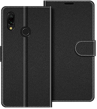 COODIO Custodia in Pelle per Xiaomi Redmi 7, Cover a Libro Magnetica Portafoglio per Xiaomi Redmi 7, Nero