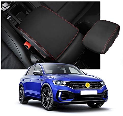 CDEFG Kompatibel mit VW T-ROC 2018-2023 2024 Armlehnen Deckel Abdeckung Kratzschutz T ROC 2022 Mittelkonsole Kunstleder Armlehne überzug Center Console Box Cover T ROC 2023 Zubehör
