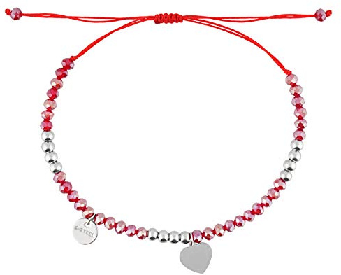 StarAppeal Herz Freundschaftsarmband, Liebe, Herz Armband mit Perlen, Größenverstellbar, Mädchen, Damen Armband, Handmade