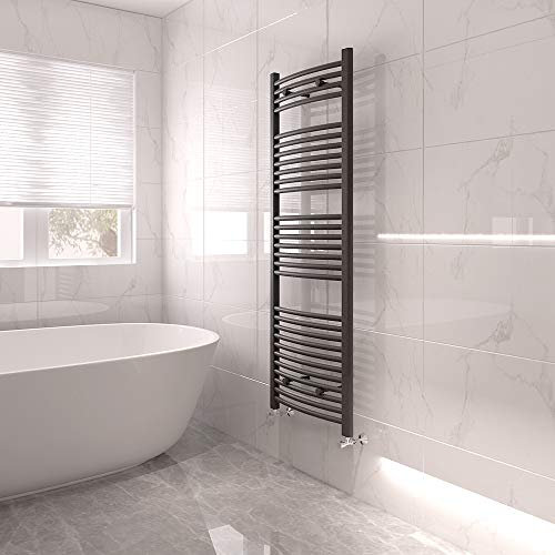 NRG Bathroom Modern Curved Heated Towel Rail Radiator Central Heating Ladder Rad 1500x500mm Anthracite