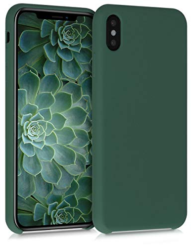 kwmobile Carcasa Compatible con Apple iPhone XS MAX Funda - Case TPU y Silicona antigolpes - Apto Carga inalámbrica - Verde Musgo