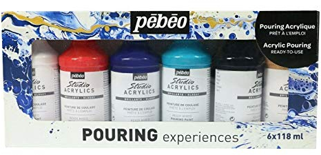 Pebeo Lot de 6 flacons de peinture acrylique liquide brillant 118 ml