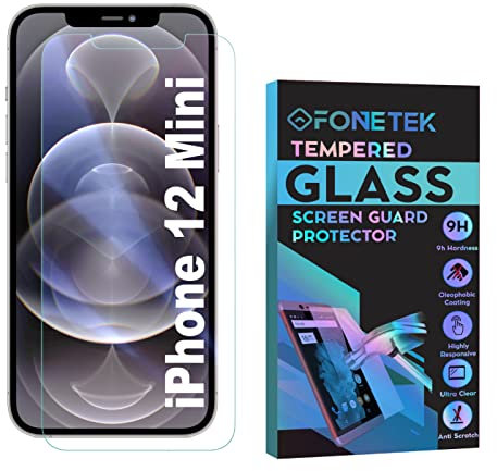 Fonetek® To Fit iPhone 12 Mini, TEMPERED GLASS 9H Hardness LCD Screen Protector Guard Case Cover for Apple iPhone 12 Mini