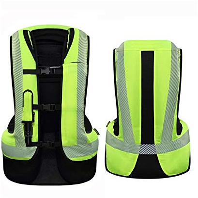 Airbag Weste Radtrikot Absturzsicherungsanzug Aus Druckgas Mechanischer Auslöser, 0,1 Sekunden Zum Auslösen Des Airbags Reflektierende Oberfläche Vorne Und Hinten Geeignet Zum Reiten, Reiten
